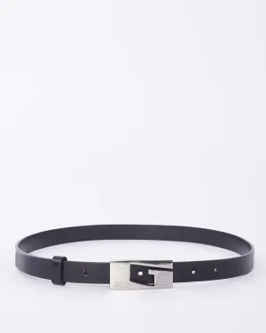 Gucci Vintage Black Leather Asymmetric G Logo Belt - 80/32