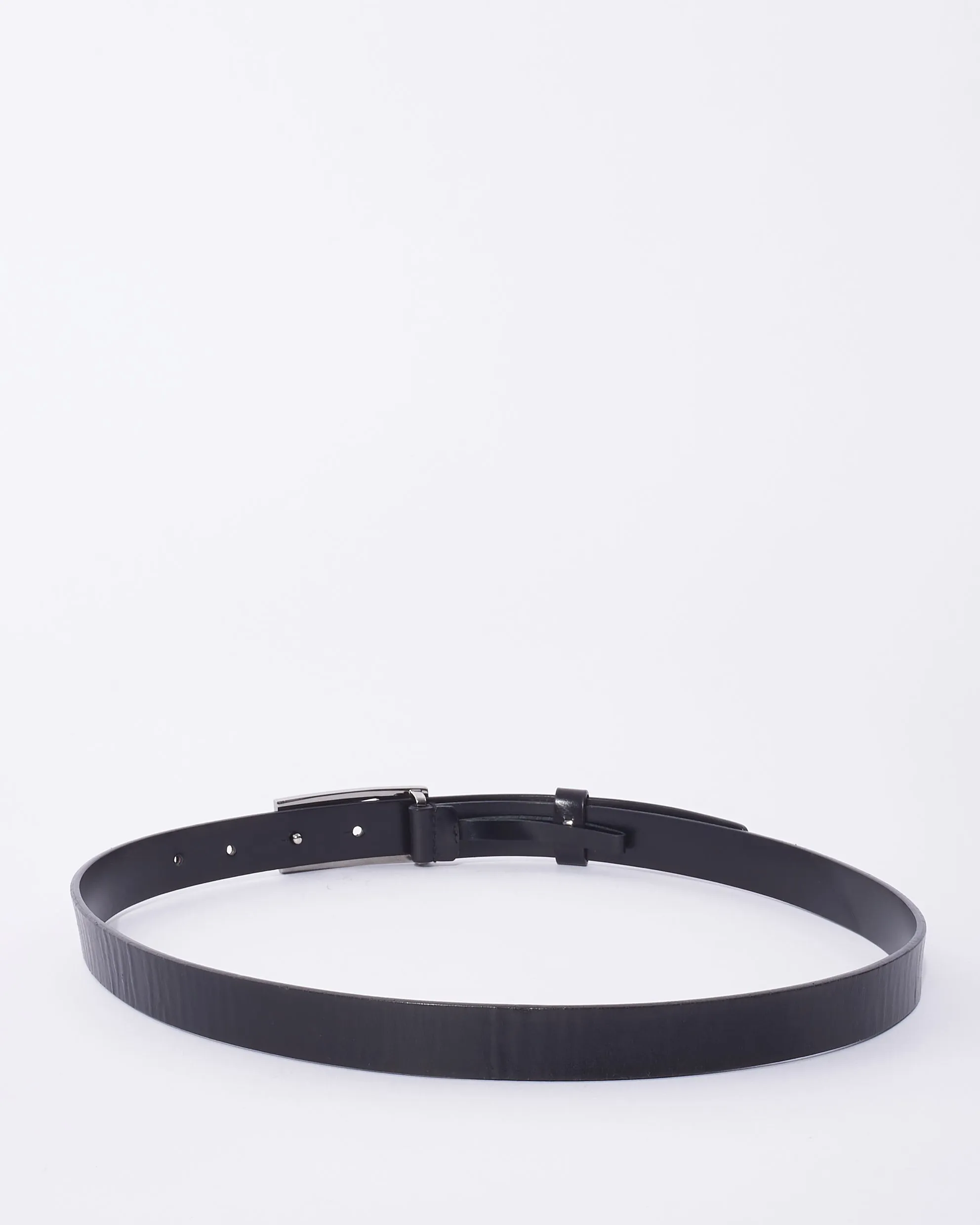 Gucci Vintage Black Leather Asymmetric G Logo Belt - 80/32