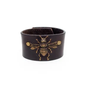 Handcrafted Leather & Metal Bee Cuff