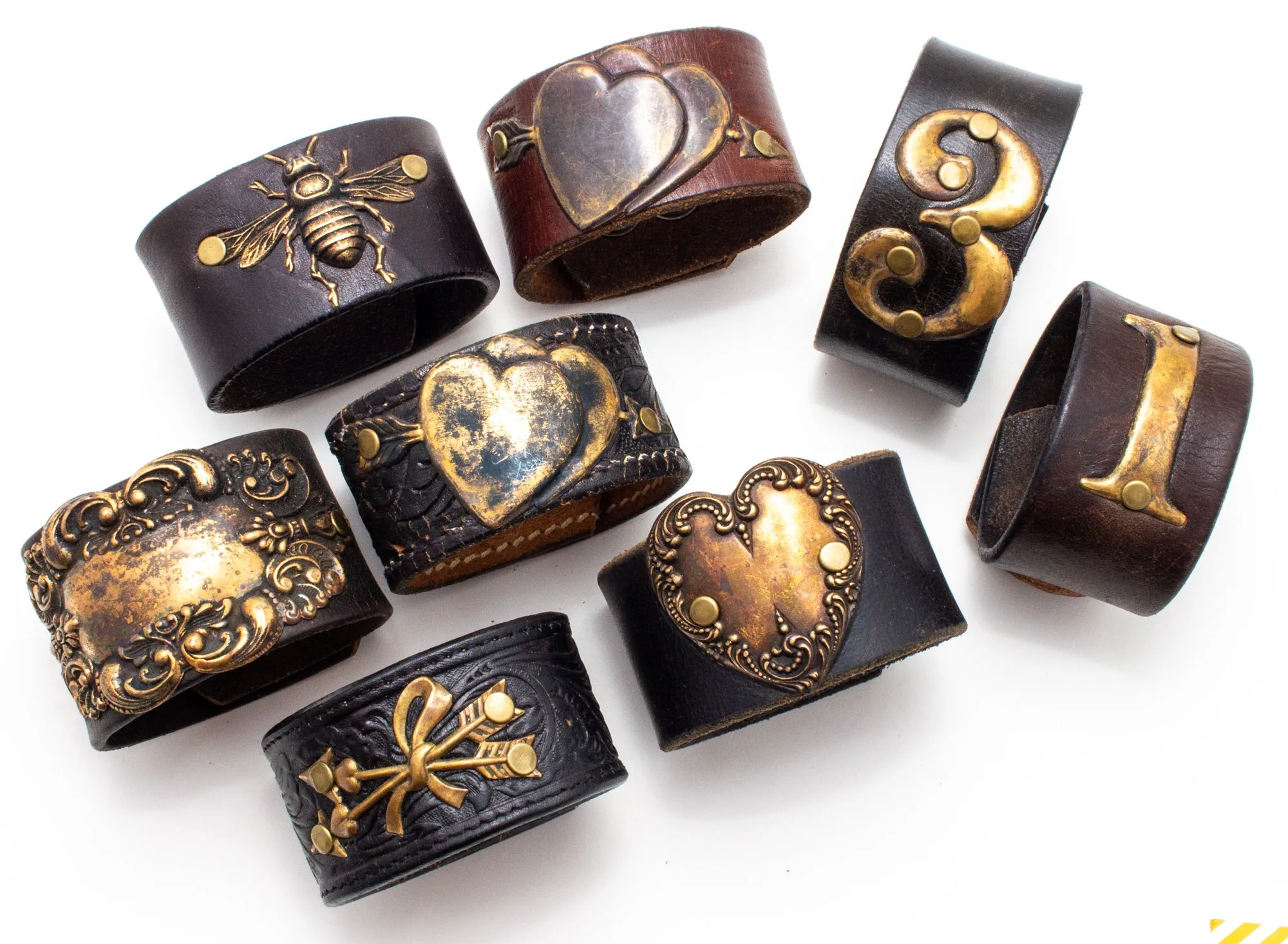 Handcrafted Leather & Metal Bee Cuff