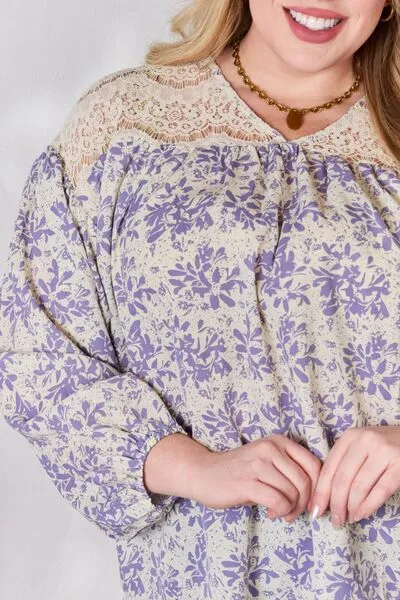 Hazel Blues® |  Hailey & Co Lace Detail Printed Blouse