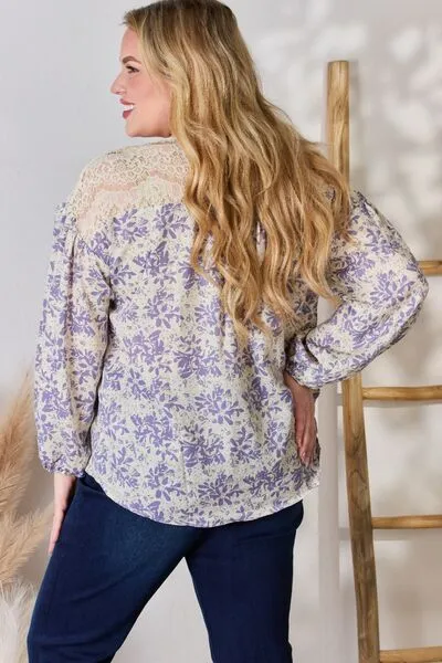 Hazel Blues® |  Hailey & Co Lace Detail Printed Blouse
