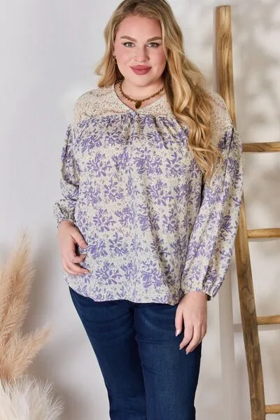 Hazel Blues® |  Hailey & Co Lace Detail Printed Blouse