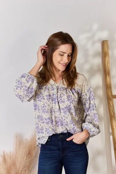 Hazel Blues® |  Hailey & Co Lace Detail Printed Blouse