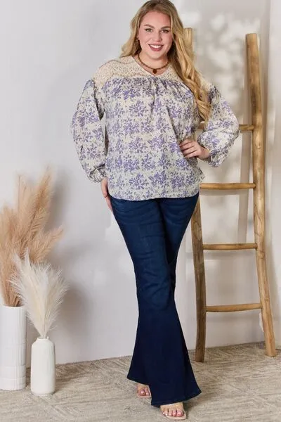 Hazel Blues® |  Hailey & Co Lace Detail Printed Blouse