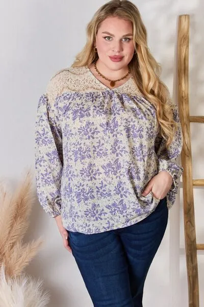 Hazel Blues® |  Hailey & Co Lace Detail Printed Blouse