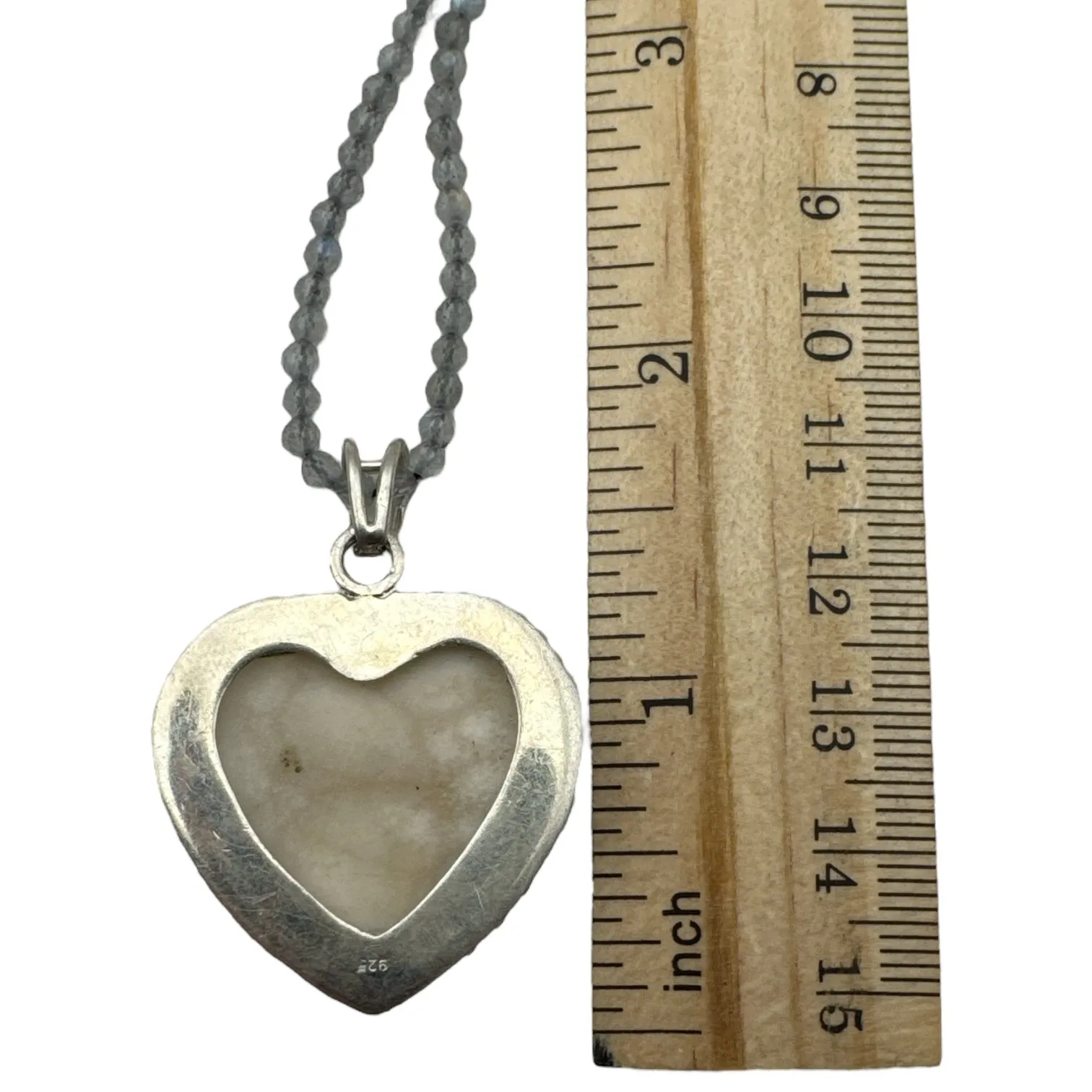 HEART Natrolite Solid 925 Sterling Silver Pendant Necklace