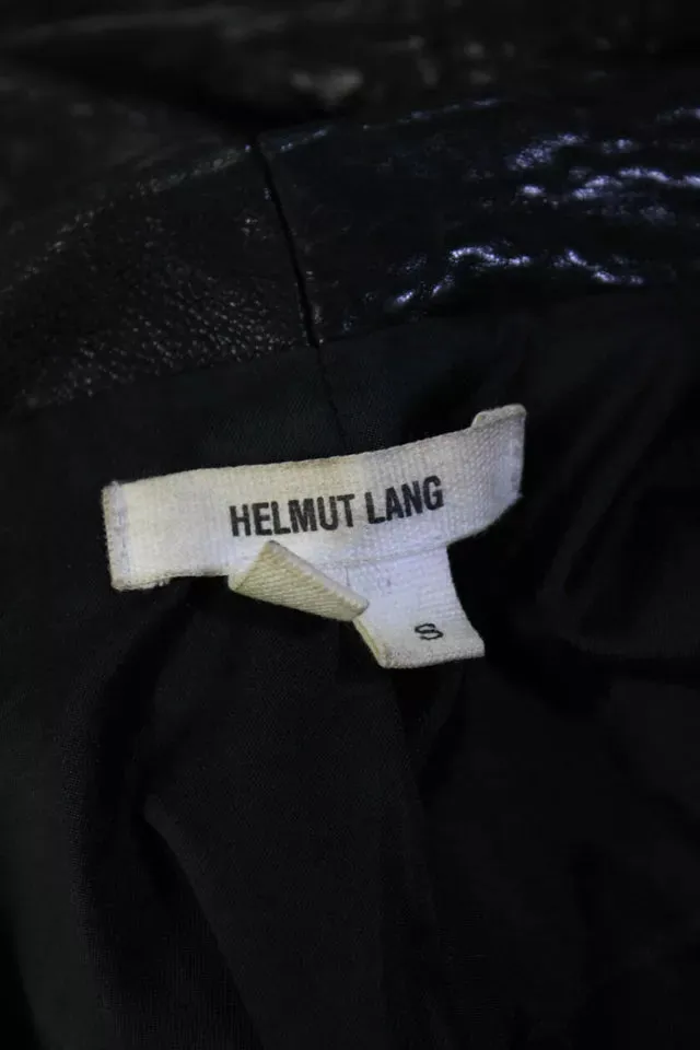 Helmut Lang NY. Black Leather Front Zip Crew Neck Leather Jacket