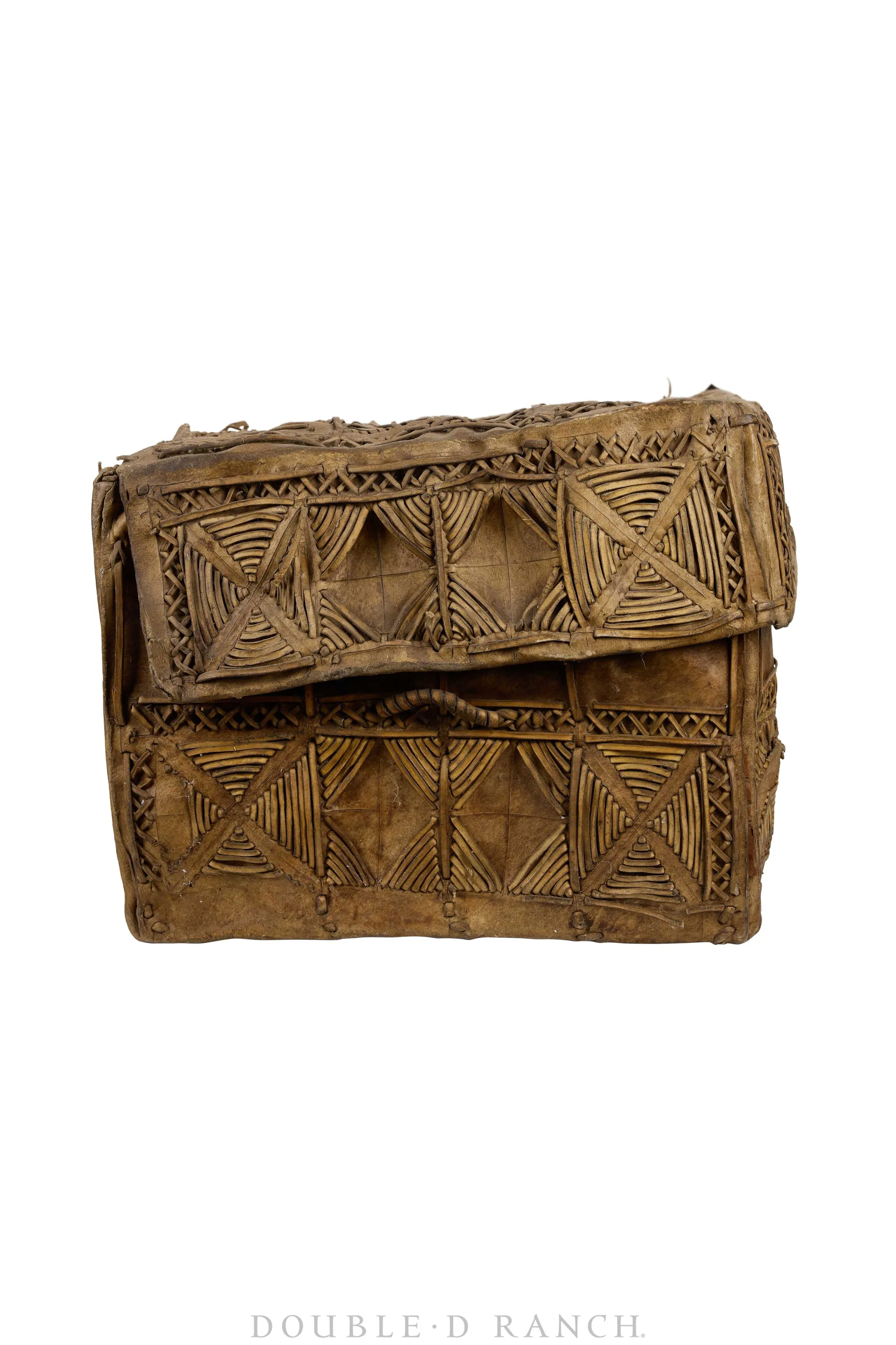 Home, Furniture, Trunk, Petaca, Hide Covered, Intricate Laced Design, Vintage, 274