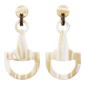 Horsebit Large White Alba Stud Earrings