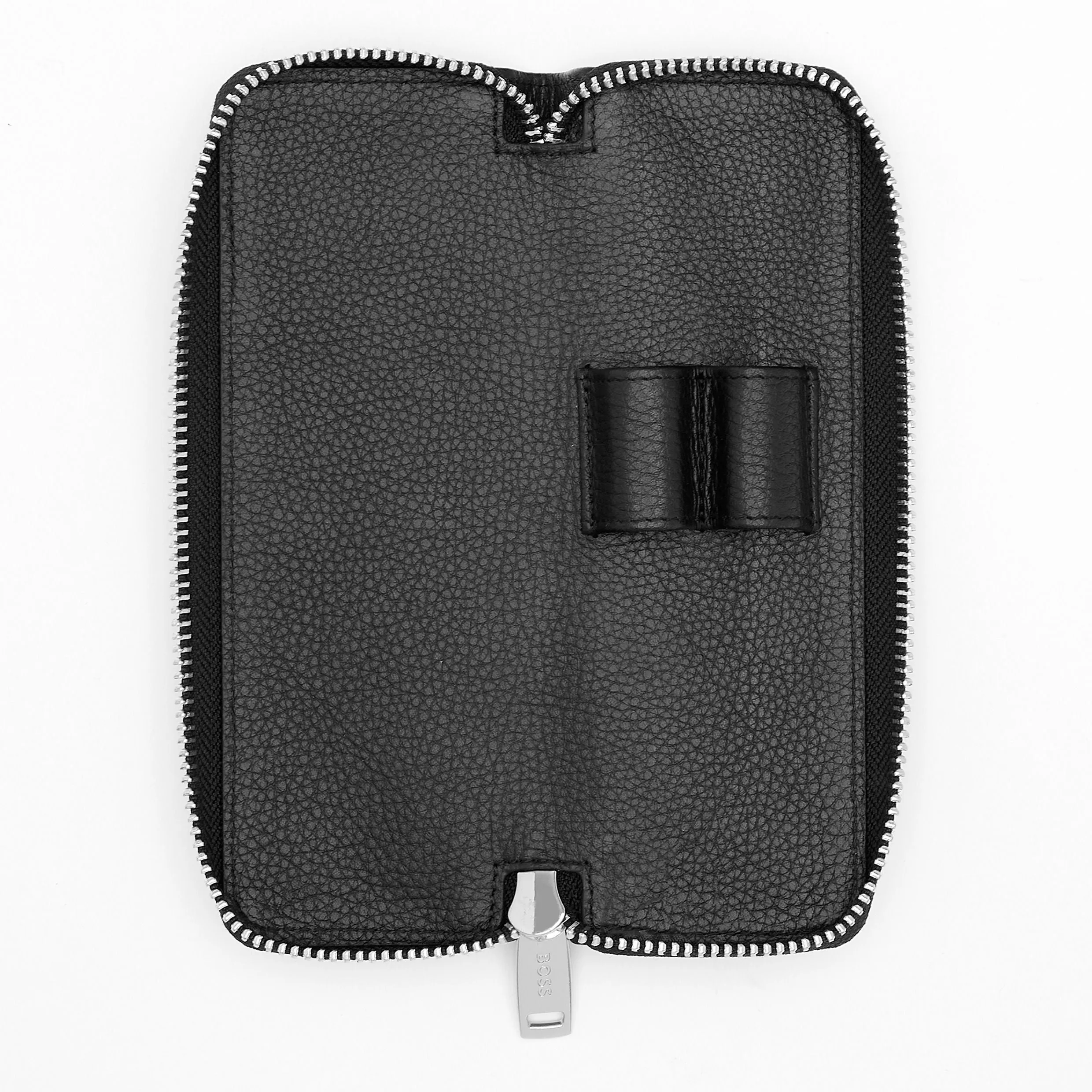 HUGO BOSS HLU417A - Zipped double pen case Classic Grained Black
