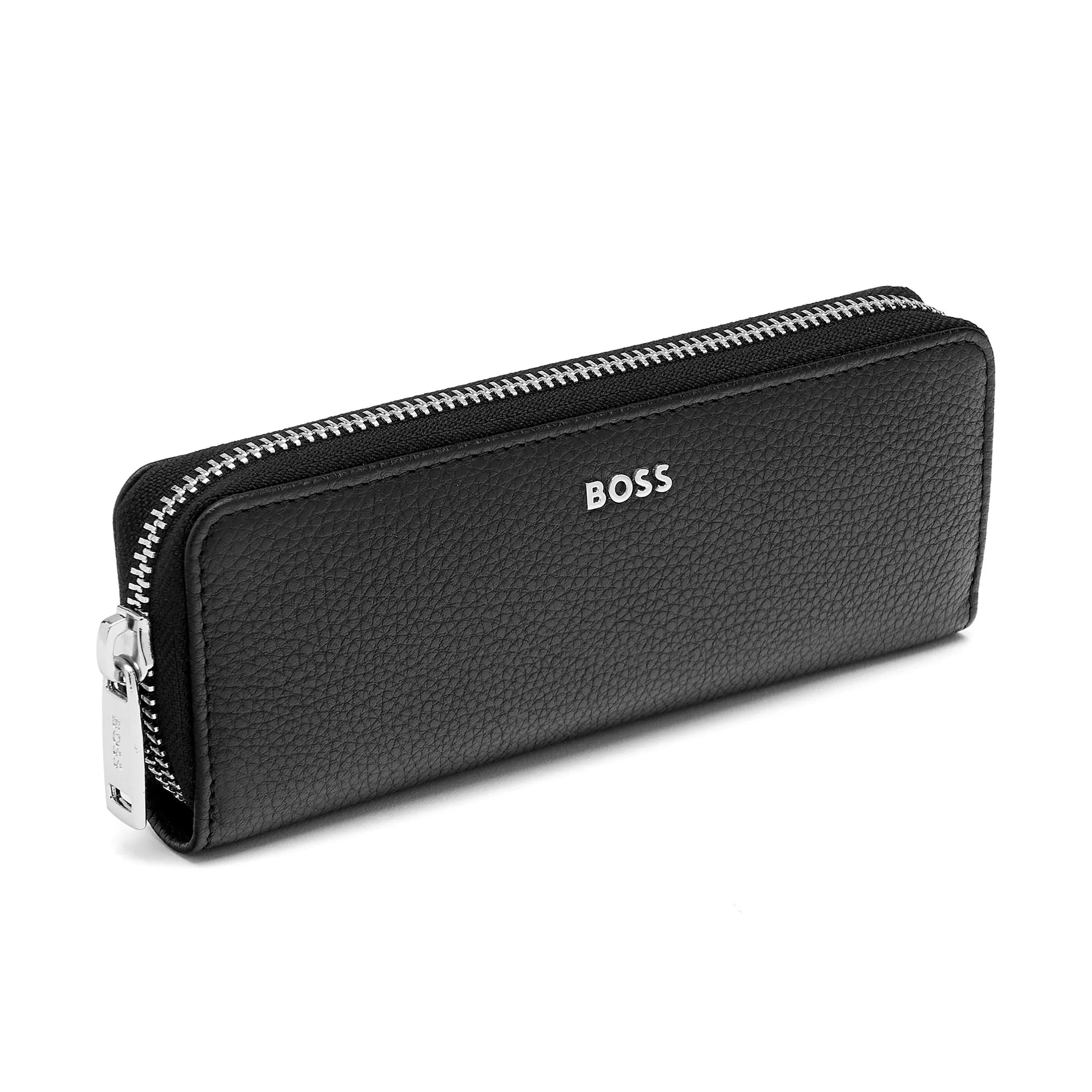 HUGO BOSS HLU417A - Zipped double pen case Classic Grained Black
