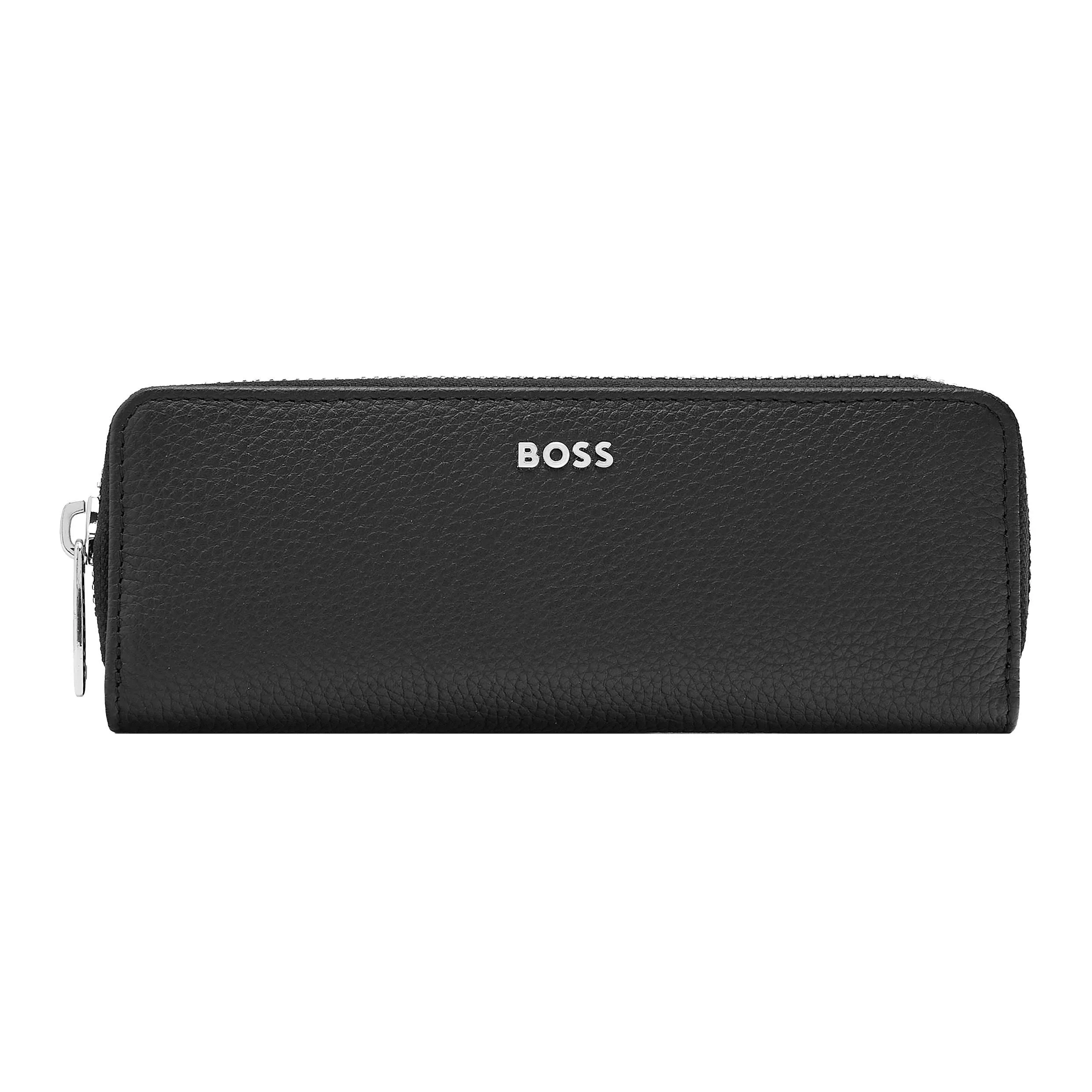 HUGO BOSS HLU417A - Zipped double pen case Classic Grained Black