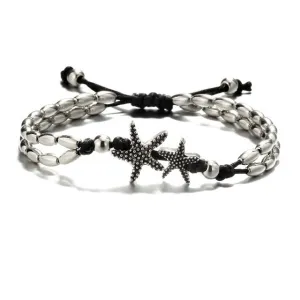 IF ME Vintage Starfish Adjustable Beads Anklet For Women Boho Charms Antique Silver Color Beach Bracelet Ankle Foot Jewelry Gift