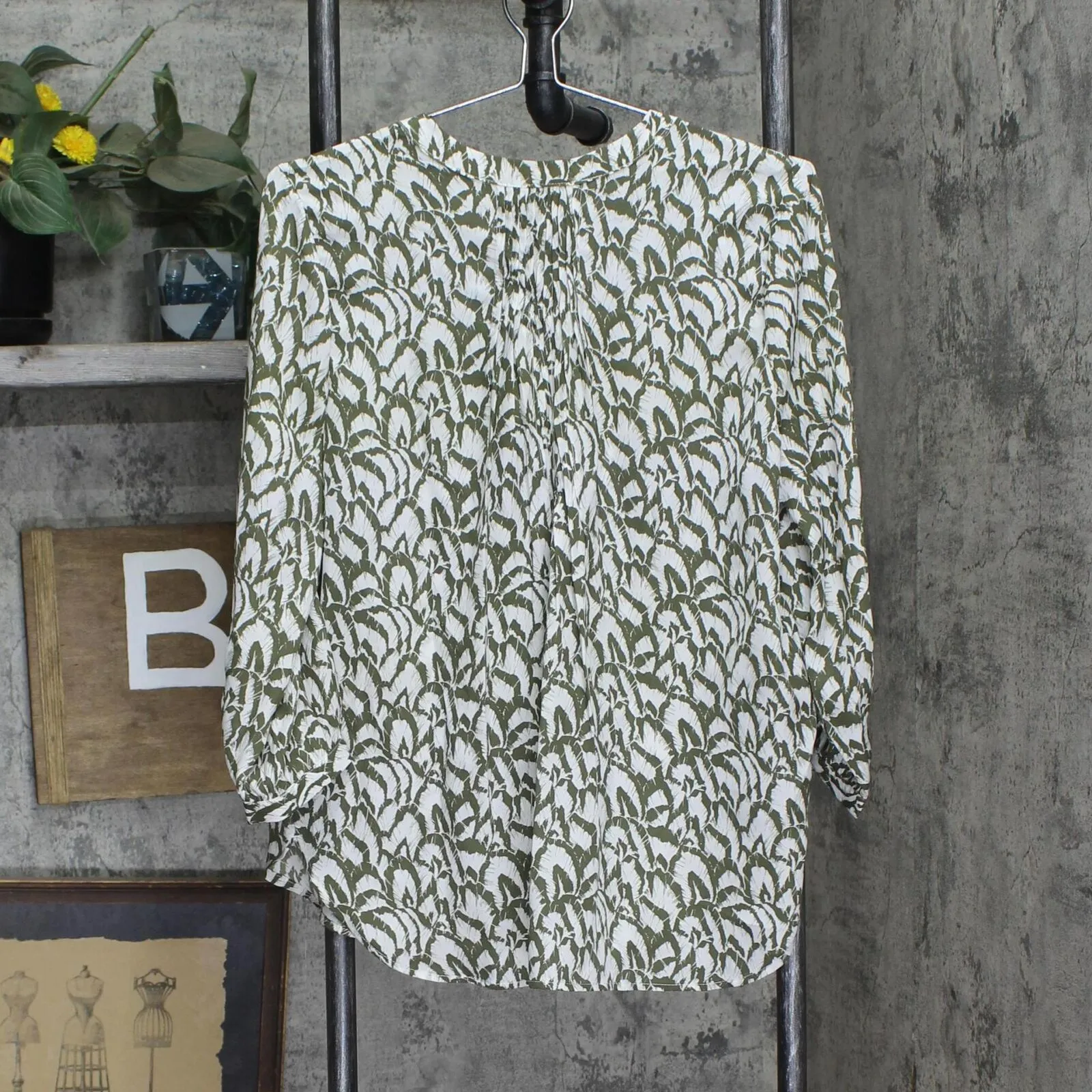 Jachs Girlfriend Ladies Womens Woven 3/4 Sleeve Blouse 1758413 Green S