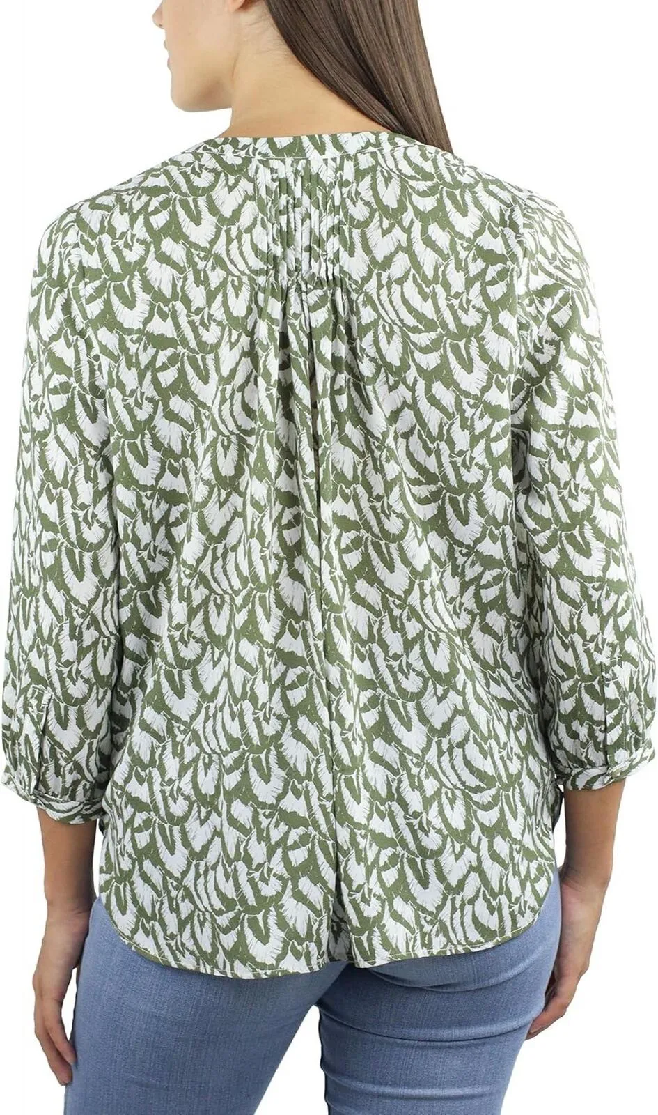 Jachs Girlfriend Ladies Womens Woven 3/4 Sleeve Blouse 1758413 Green S