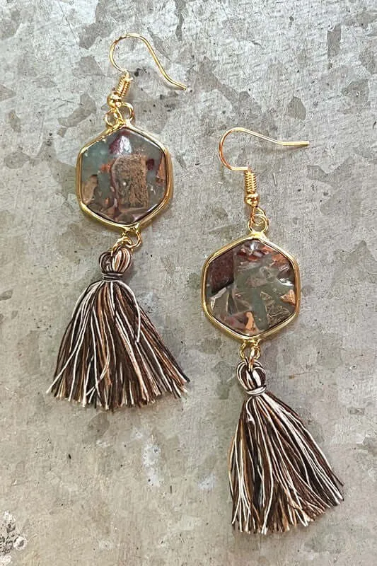 Janice Jasper and Tassel Fishook Earrings