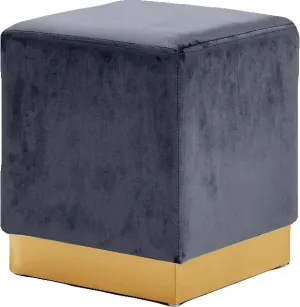 Jax Grey Velvet Ottoman/Stool