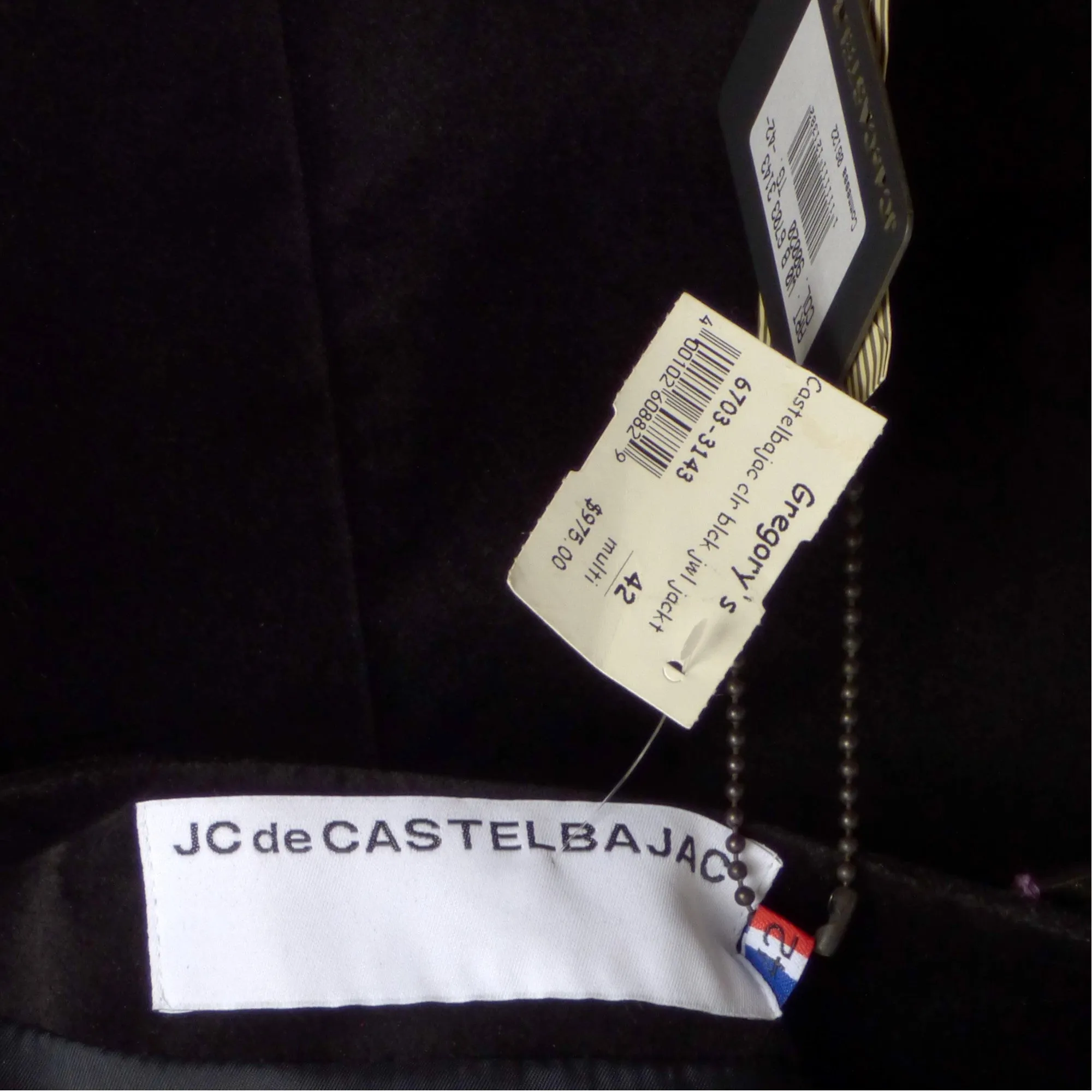 JC DE CASTELBAJAC- Rhinestone Leather & Velvet Jacket, Size 8