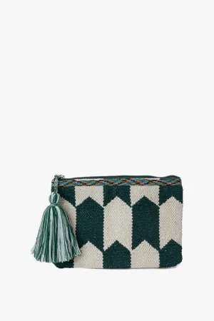 Jen & Co. Adalaide Printed Cotton Pouch: Hunter Green