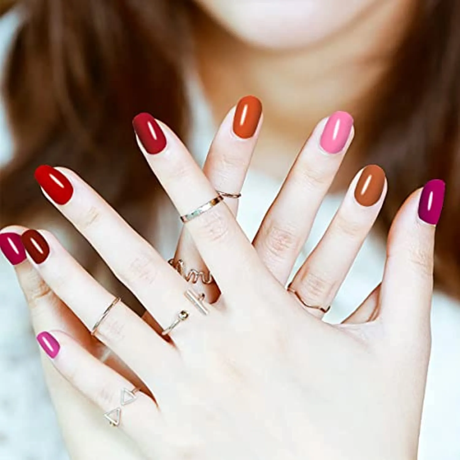 JERCLITY 280 Pieces 20 Sheets Red Solid Color Full Nail Stickers Nail Polish Strips Stickers Full Nail Wraps Self Adhesive Nail Art Decal Strips with Nail File for Women Girls DIY Nail Art