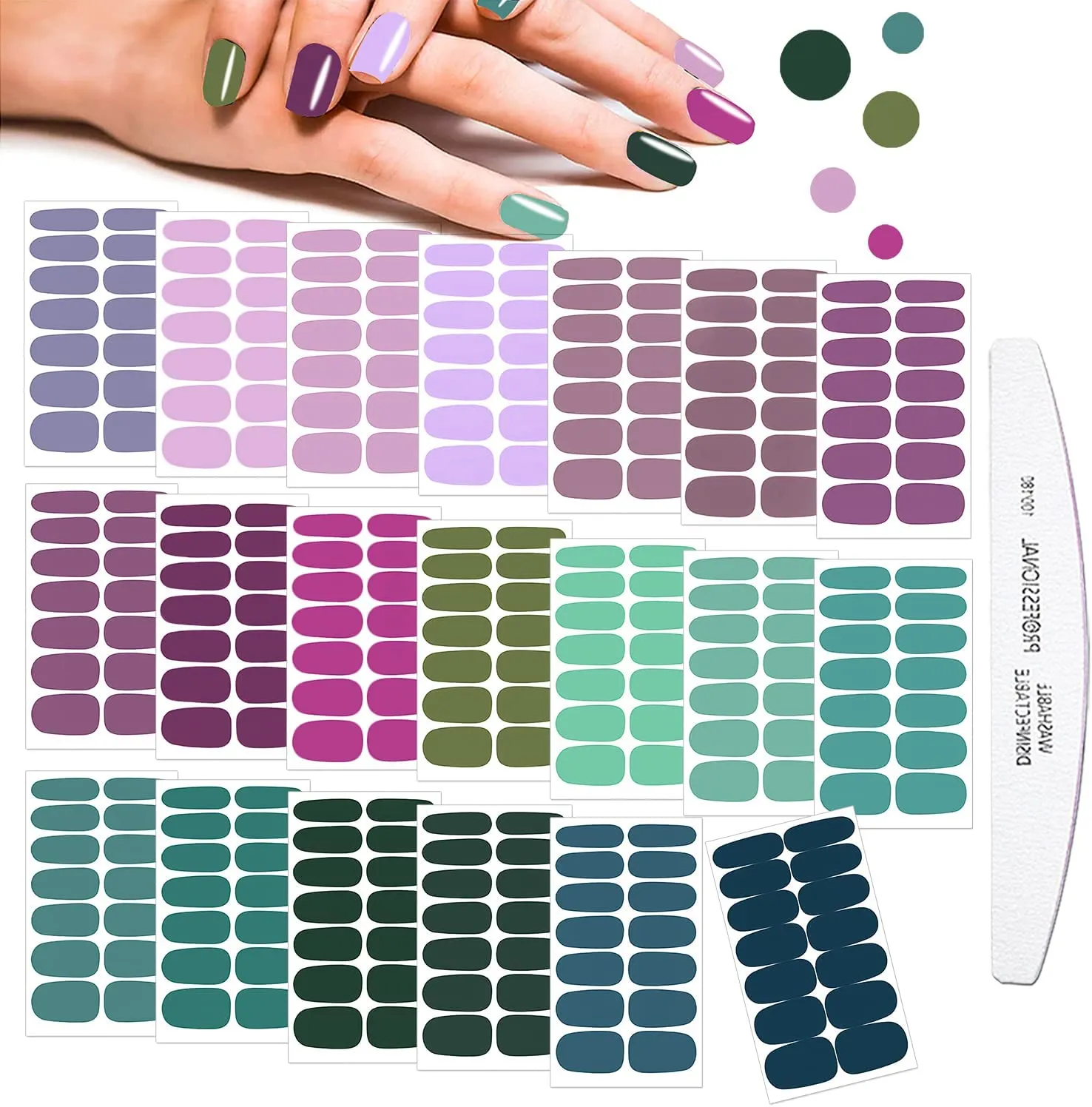 JERCLITY 280 Pieces 20 Sheets Red Solid Color Full Nail Stickers Nail Polish Strips Stickers Full Nail Wraps Self Adhesive Nail Art Decal Strips with Nail File for Women Girls DIY Nail Art