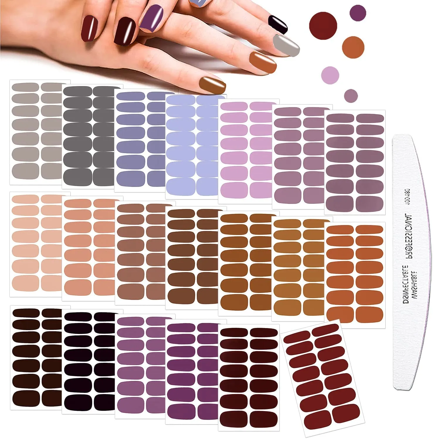 JERCLITY 280 Pieces 20 Sheets Red Solid Color Full Nail Stickers Nail Polish Strips Stickers Full Nail Wraps Self Adhesive Nail Art Decal Strips with Nail File for Women Girls DIY Nail Art