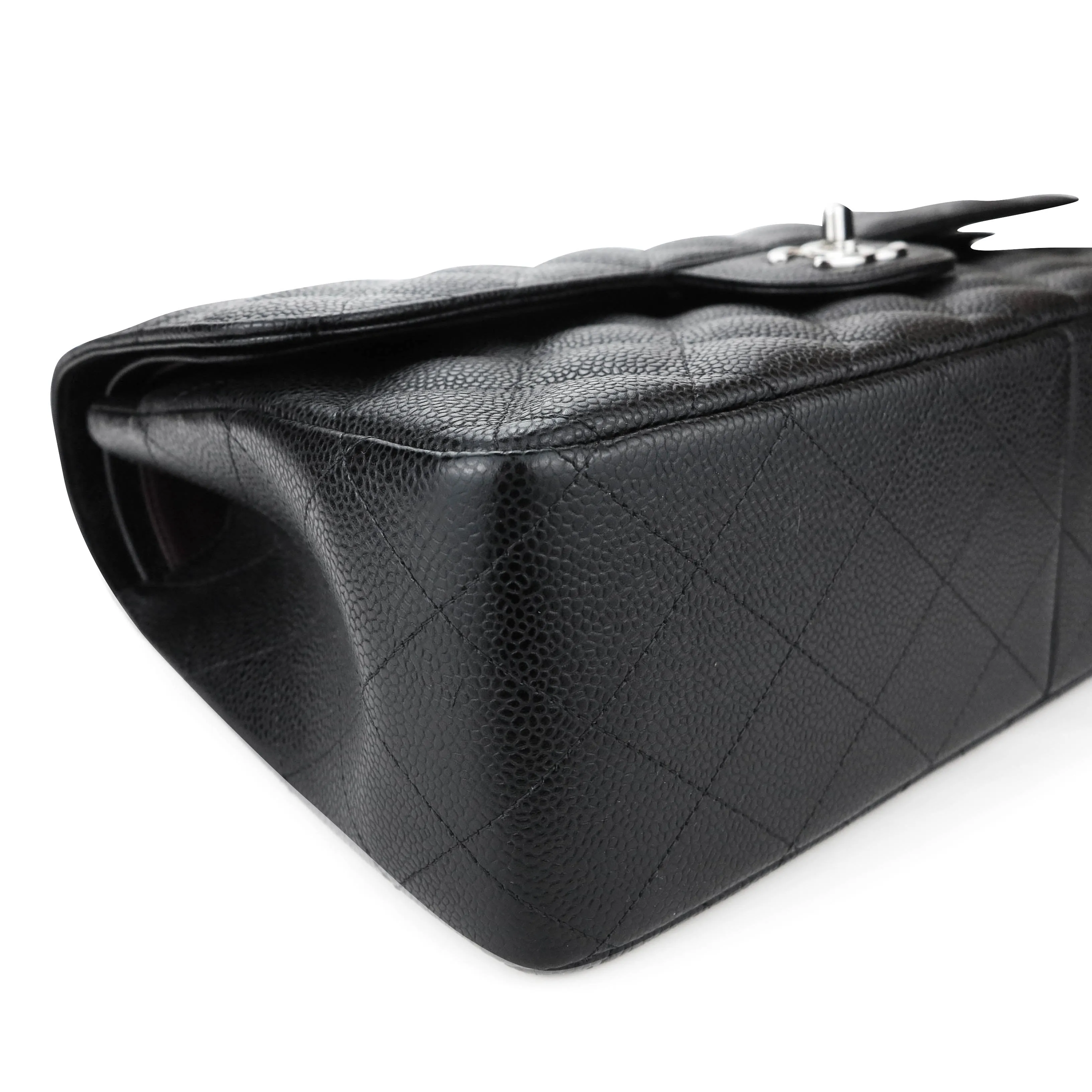 Jumbo Classic Double Flap Bag in Black Caviar SHW
