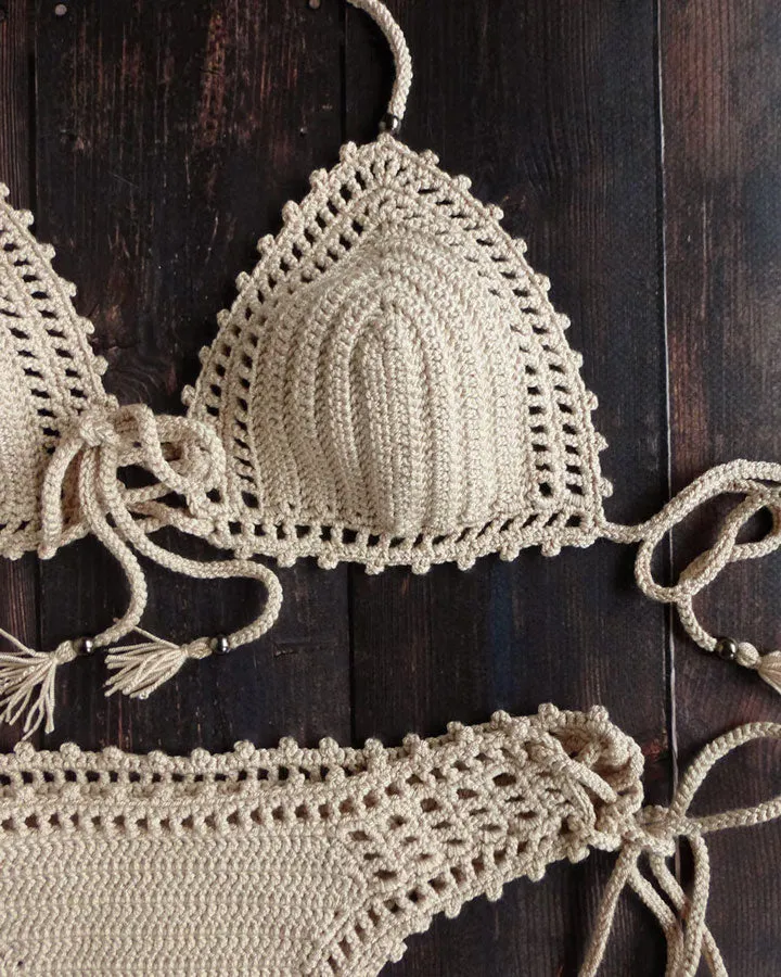 Kiwano Crochet Bikini Set With Tassels and Beads
