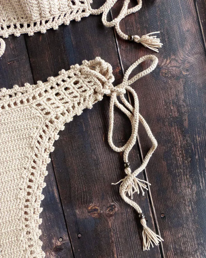 Kiwano Crochet Bikini Set With Tassels and Beads