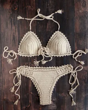 Kiwano Crochet Bikini Set With Tassels and Beads