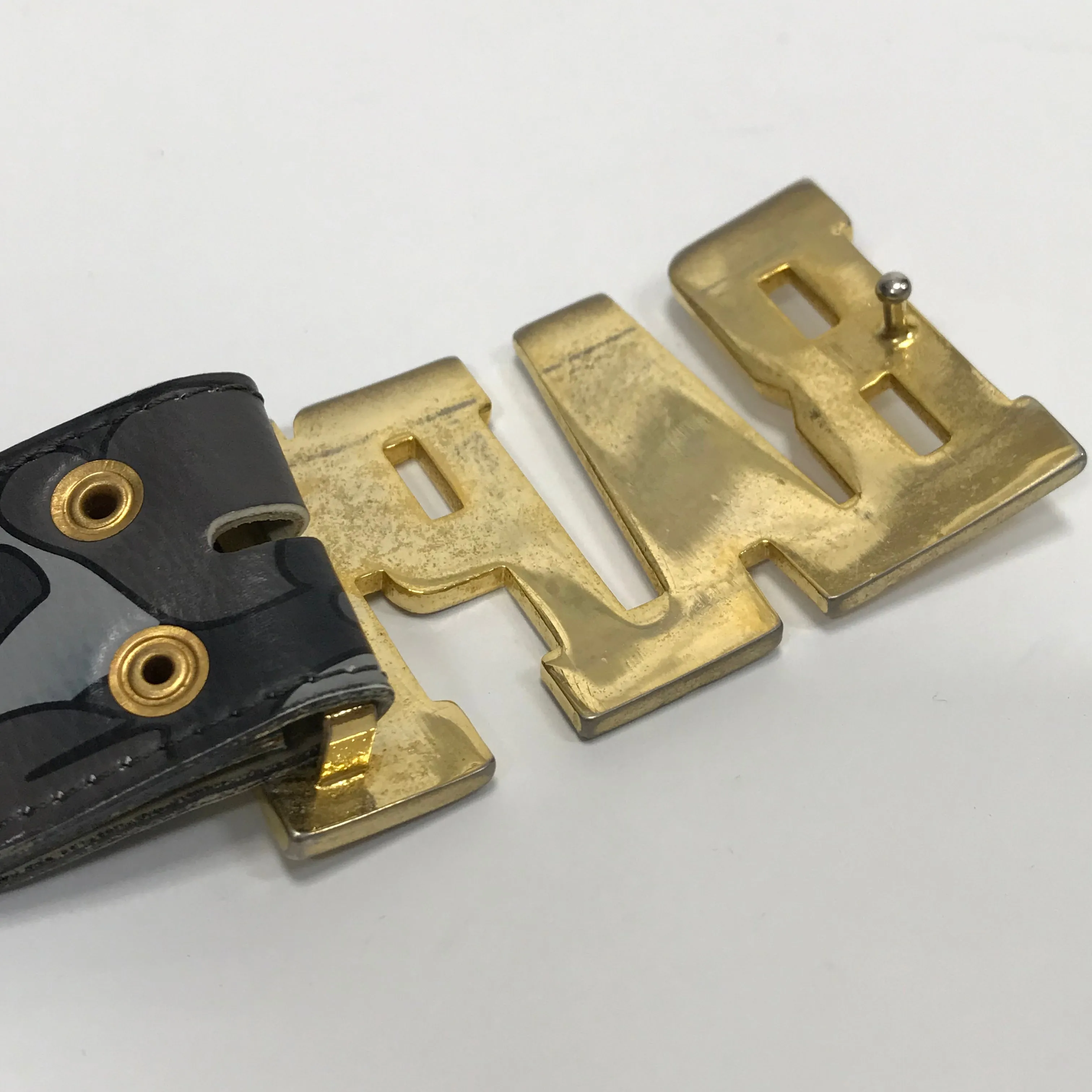 [L] A Bathing Ape Bape Vintage Psyche Sta Camo Leather Belt