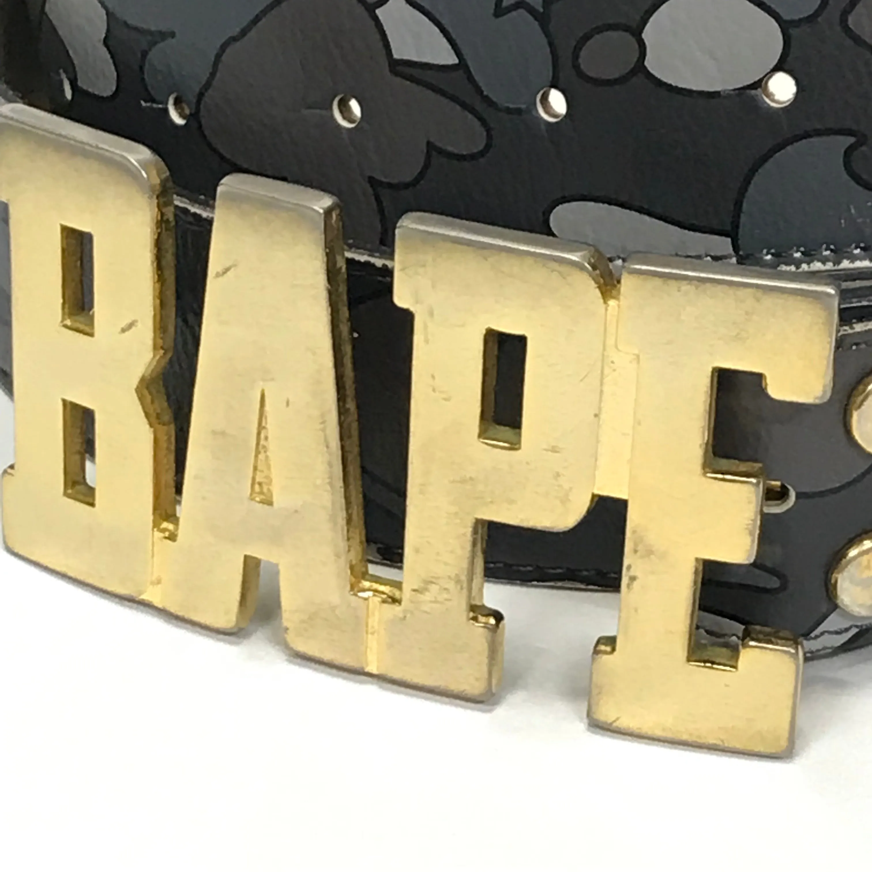 [L] A Bathing Ape Bape Vintage Psyche Sta Camo Leather Belt