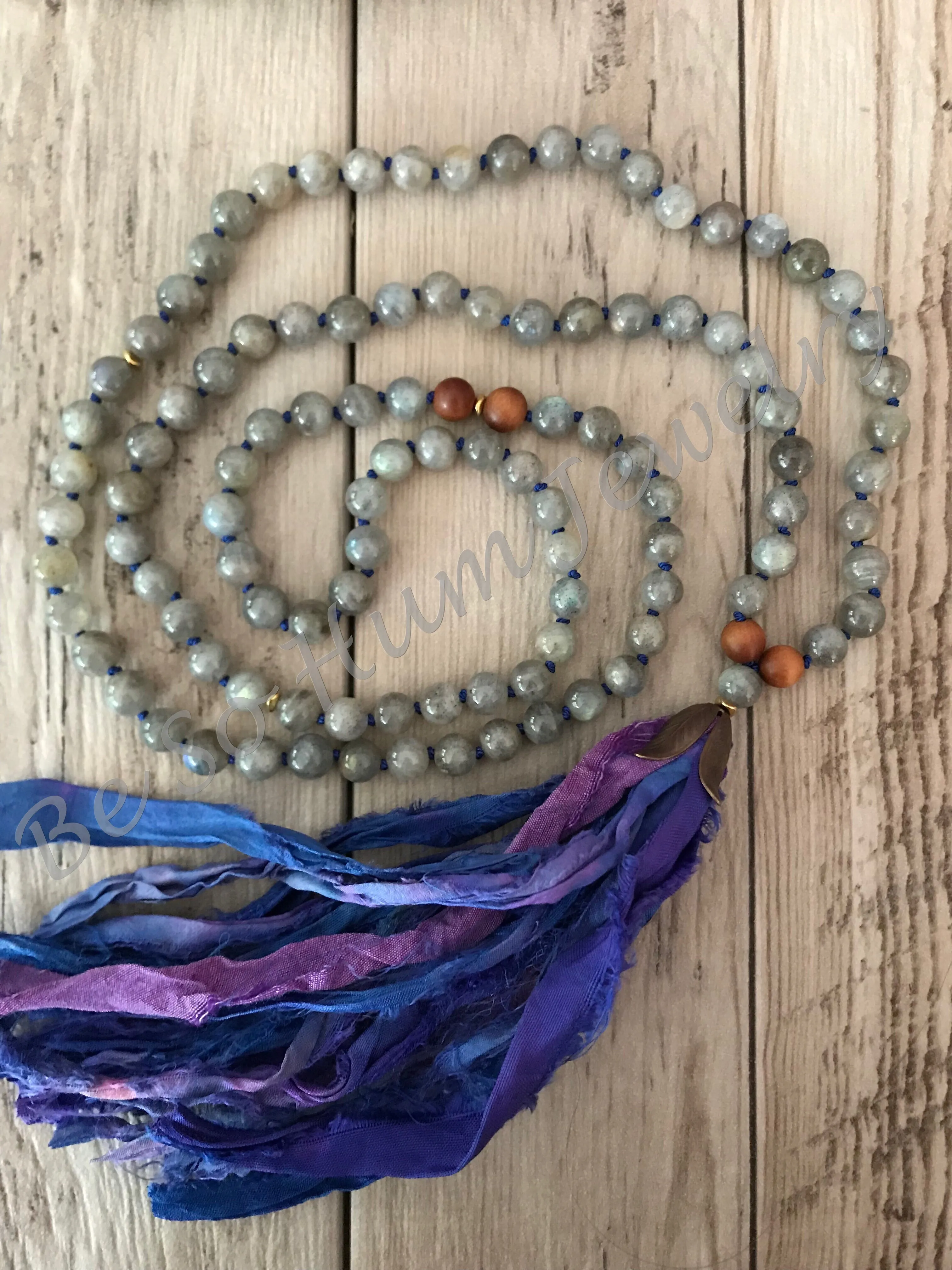 Labradorite Sari Silk Tassel Necklace