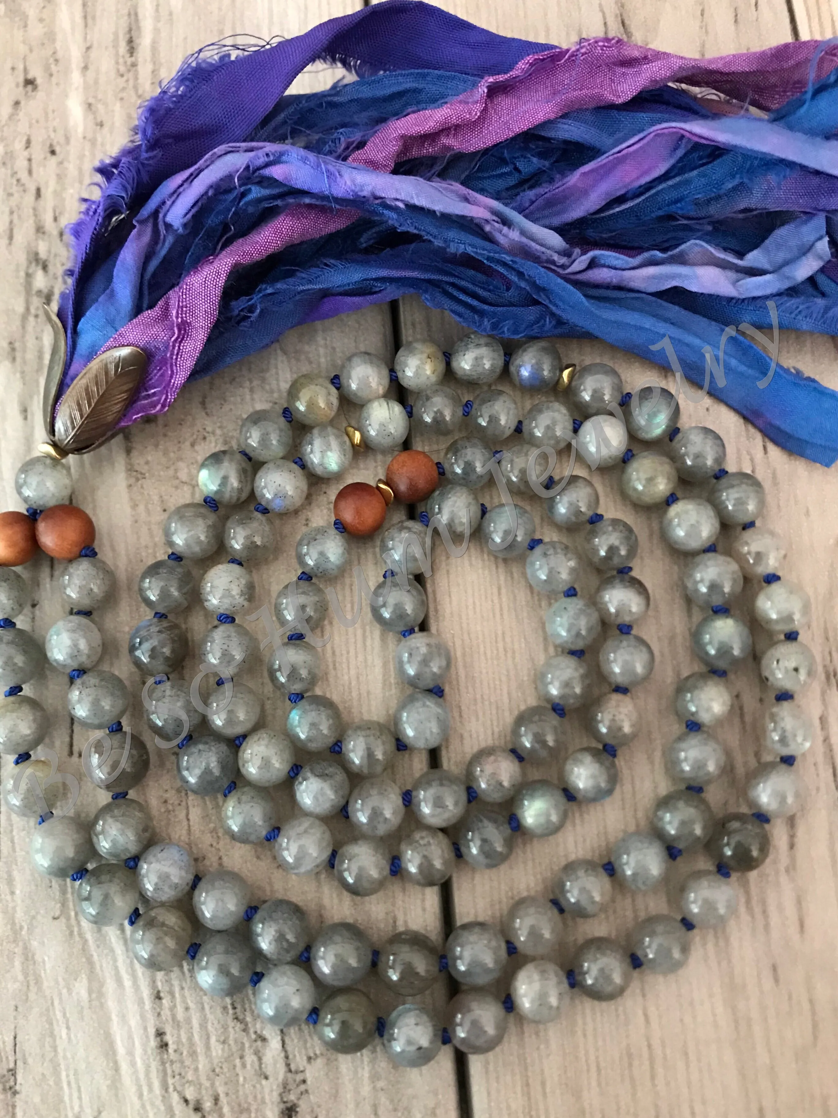 Labradorite Sari Silk Tassel Necklace