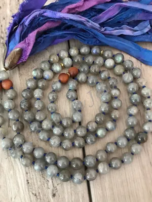 Labradorite Sari Silk Tassel Necklace