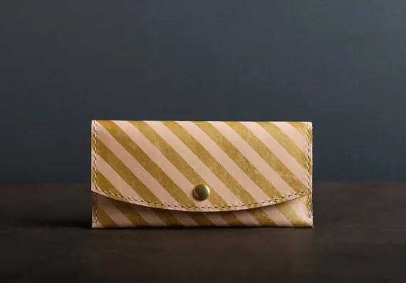 Leather Wallet in Gold Stripe