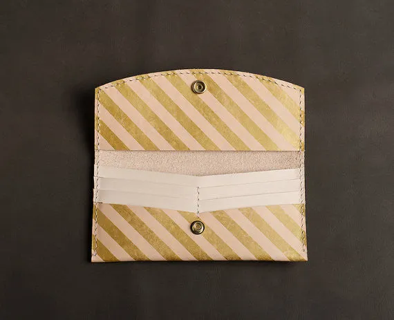 Leather Wallet in Gold Stripe