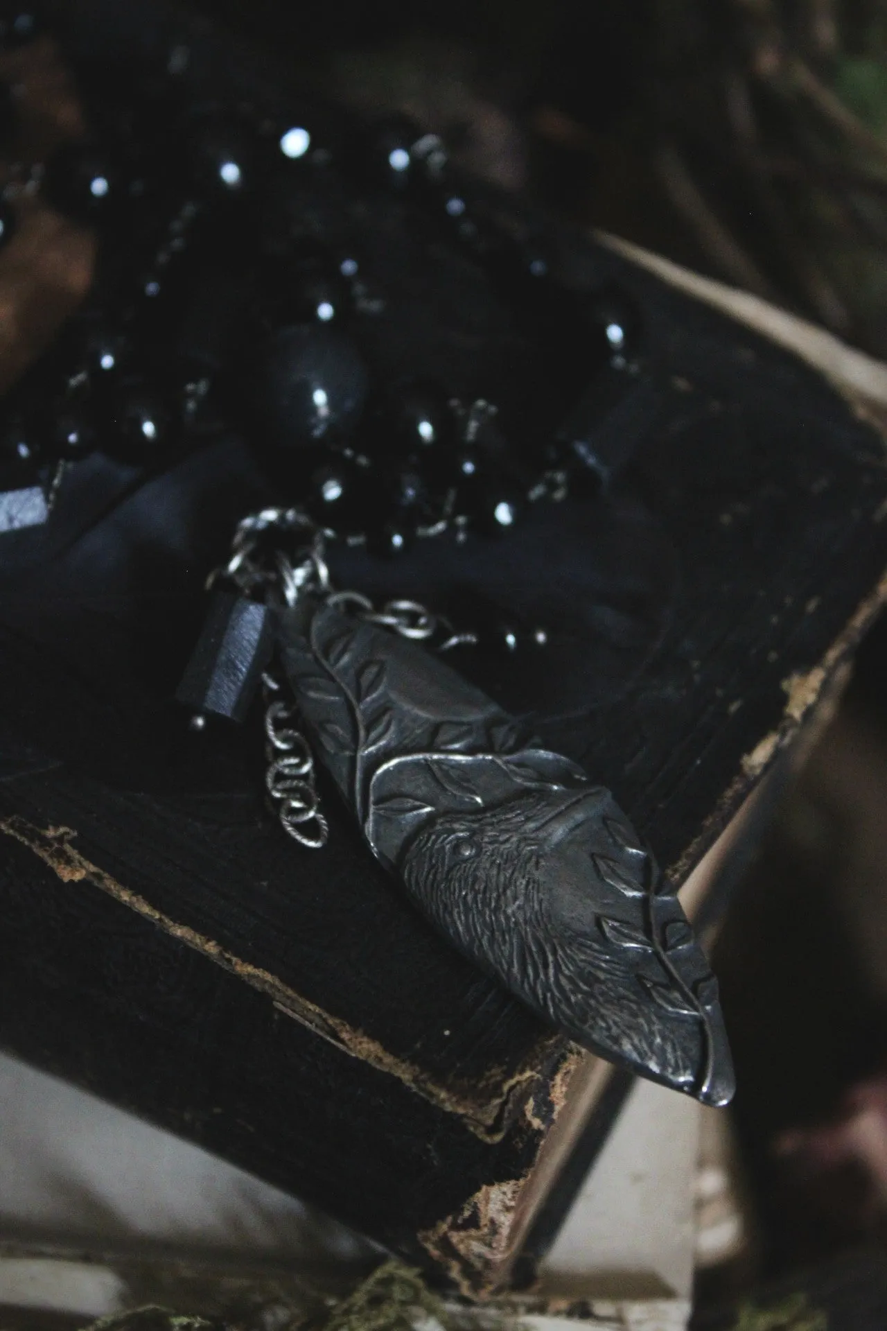 Legend & Lore  | Raven Rock. Beaded Gemstone Pendant Necklace.