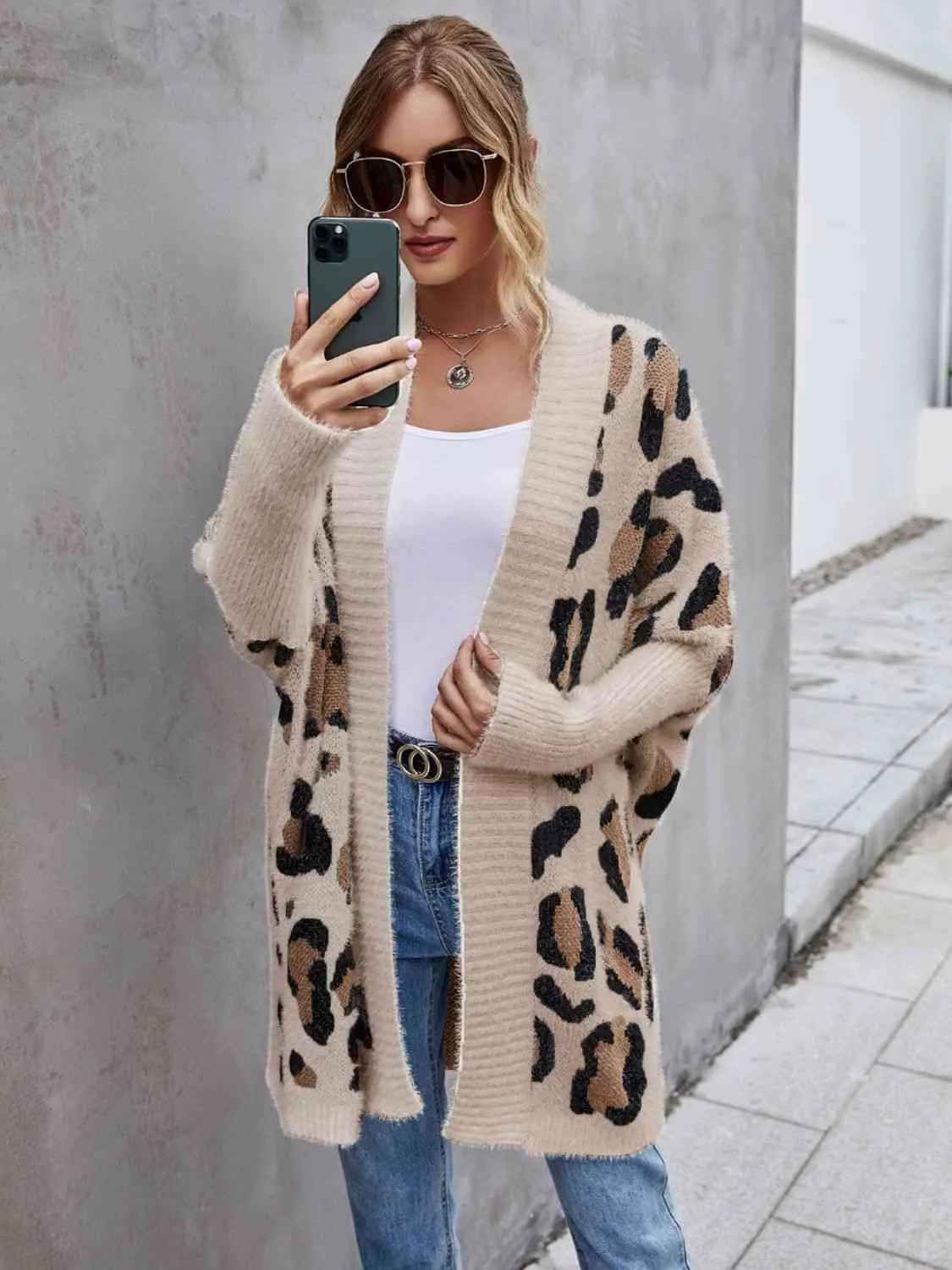 Leopard Pattern Fuzzy Cardigan (3 Colors)