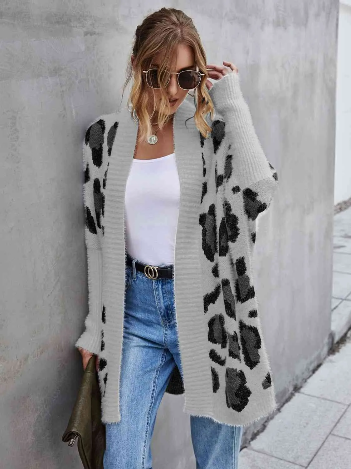 Leopard Pattern Fuzzy Cardigan (3 Colors)