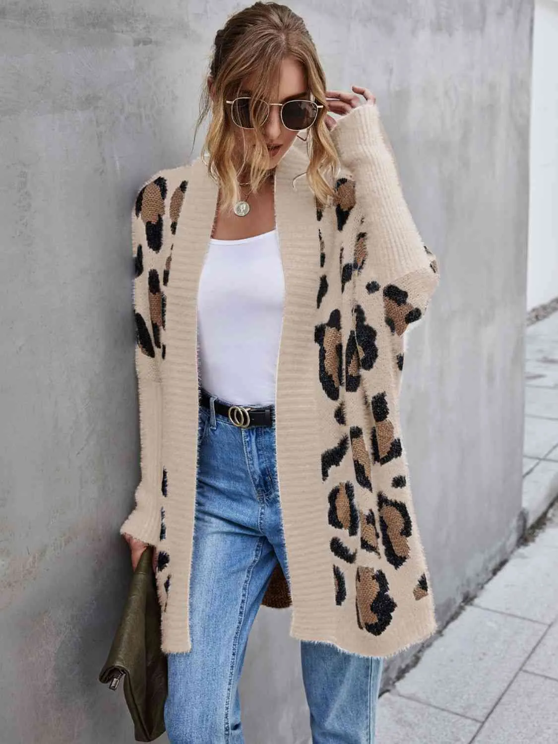 Leopard Pattern Fuzzy Cardigan (3 Colors)
