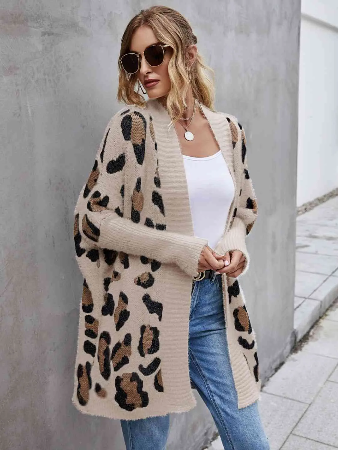 Leopard Pattern Fuzzy Cardigan (3 Colors)