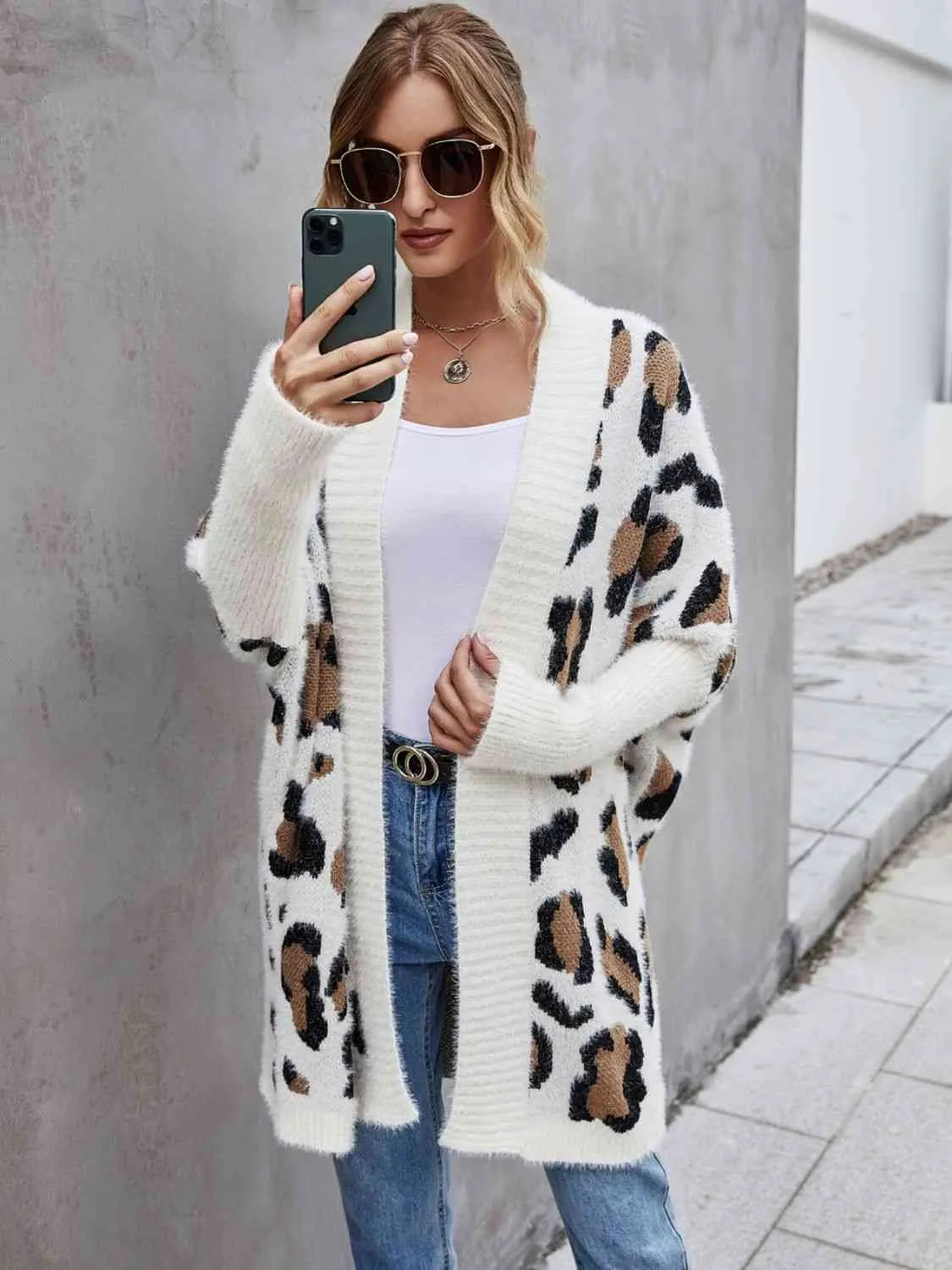 Leopard Pattern Fuzzy Cardigan (3 Colors)