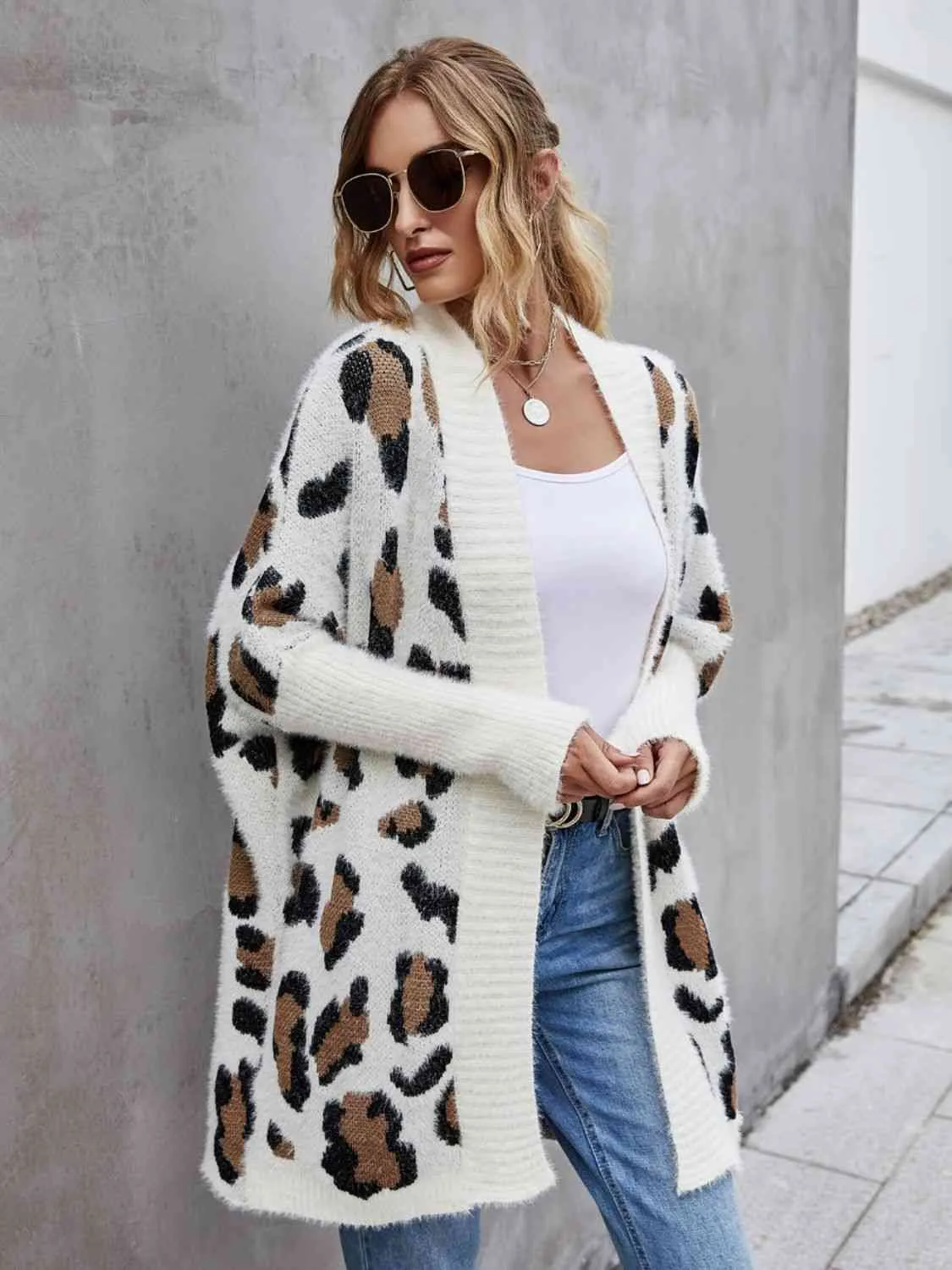Leopard Pattern Fuzzy Cardigan (3 Colors)