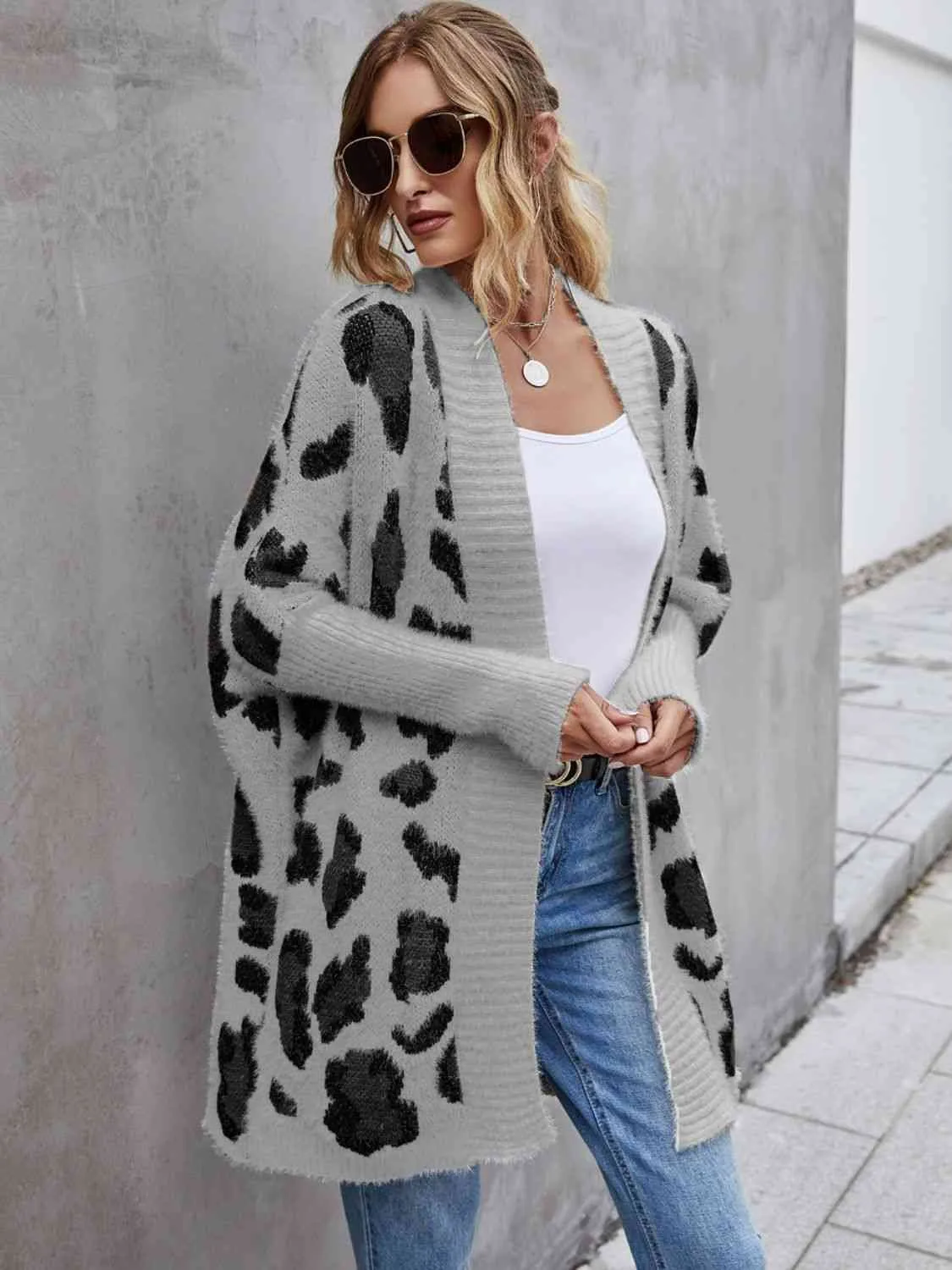 Leopard Pattern Fuzzy Cardigan (3 Colors)