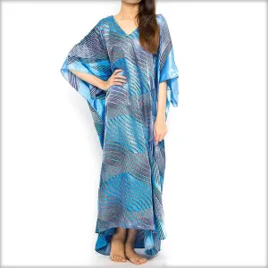 Light Blue Printed Long Kaftan