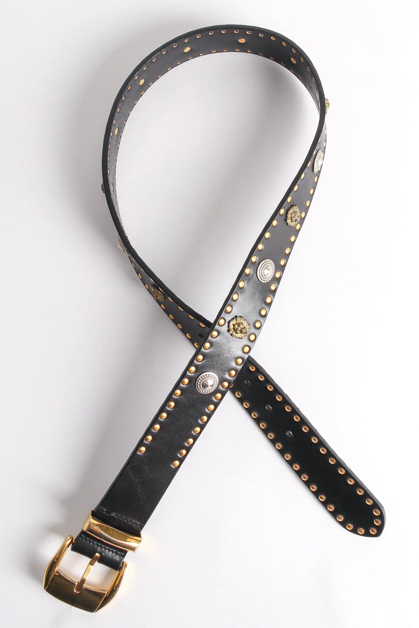 Lion Studded Leather Belt