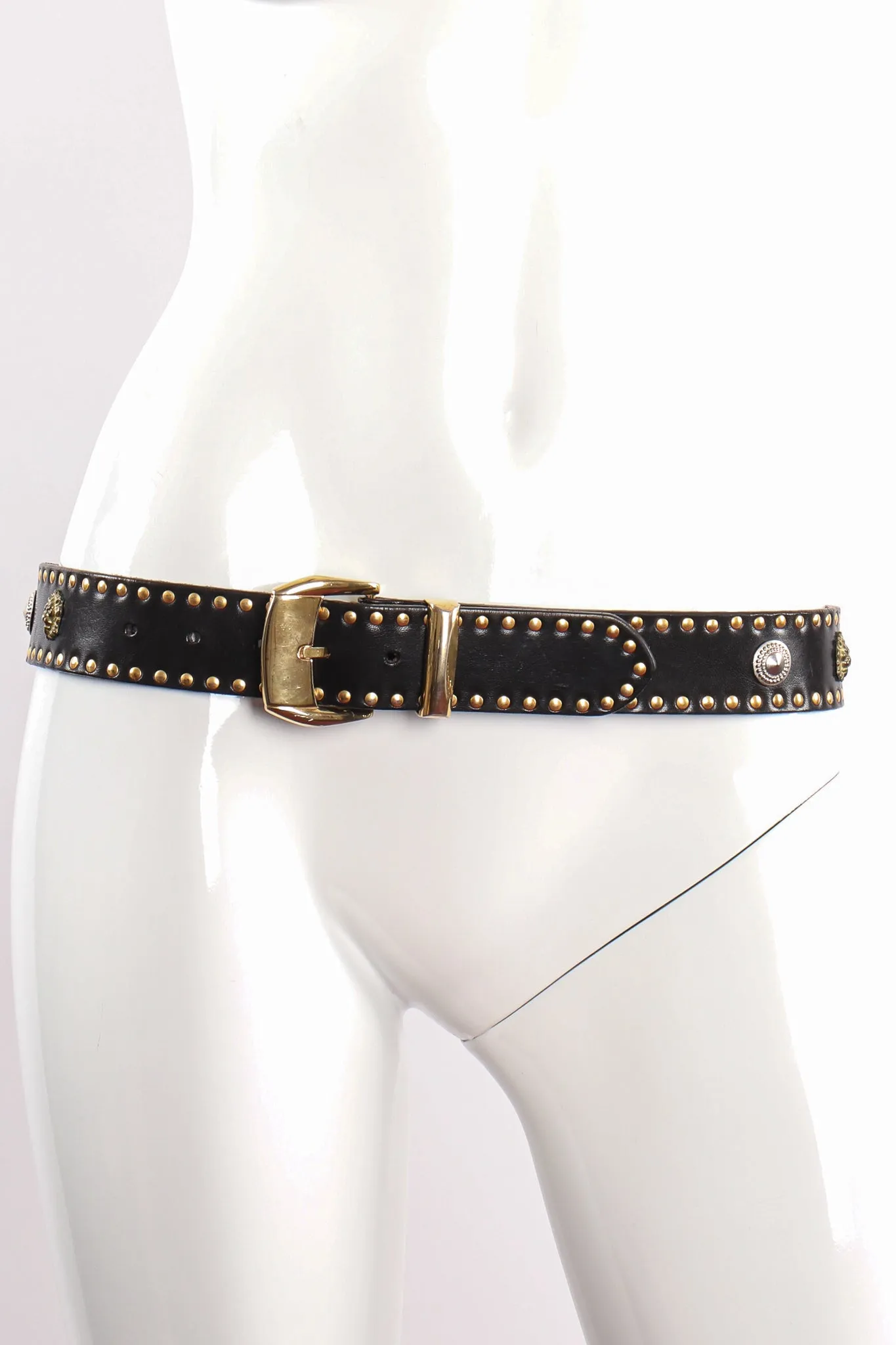 Lion Studded Leather Belt