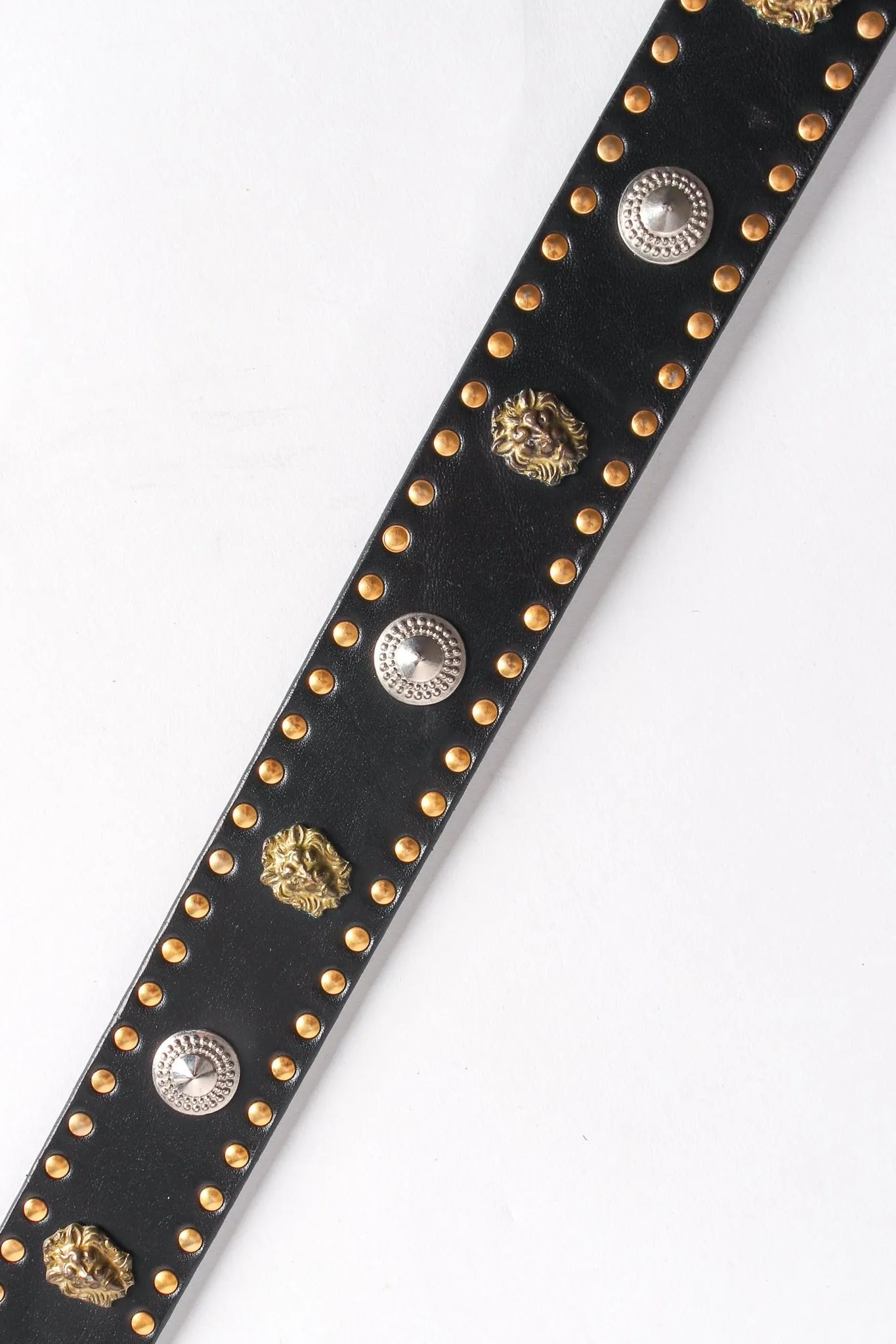 Lion Studded Leather Belt